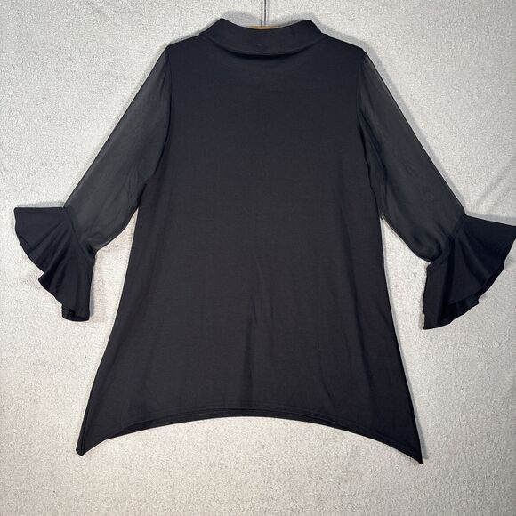 NWT Ador Women’s M Chiffon Modal High Neck Flare Cuff Blouse Witchy Goth Vampire - Picture 9 of 13